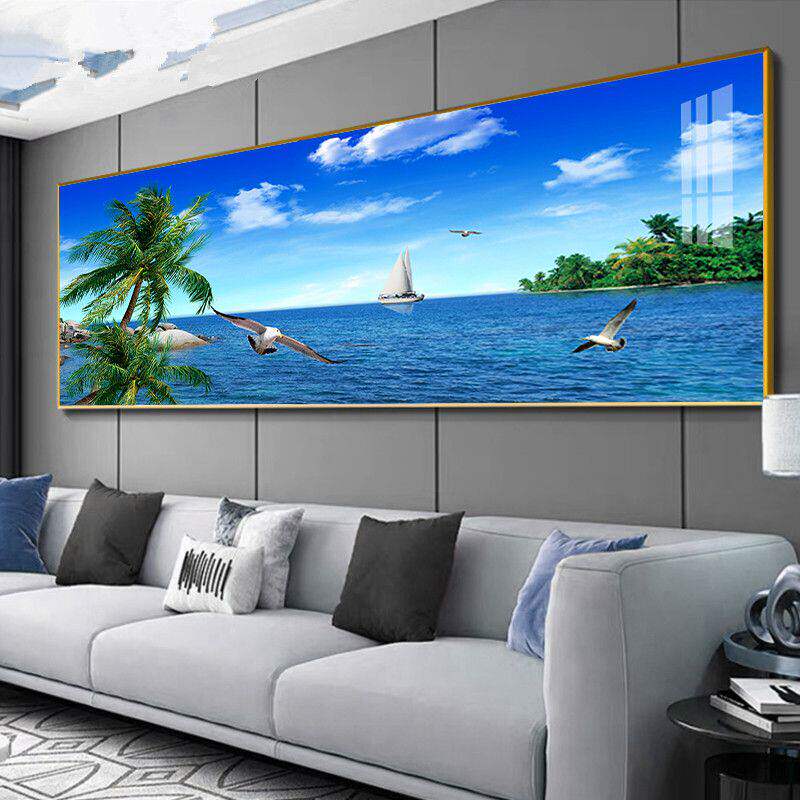 客厅沙发背景墙装饰画现代简约海洋风景挂画酒店卧室床头墙画壁画