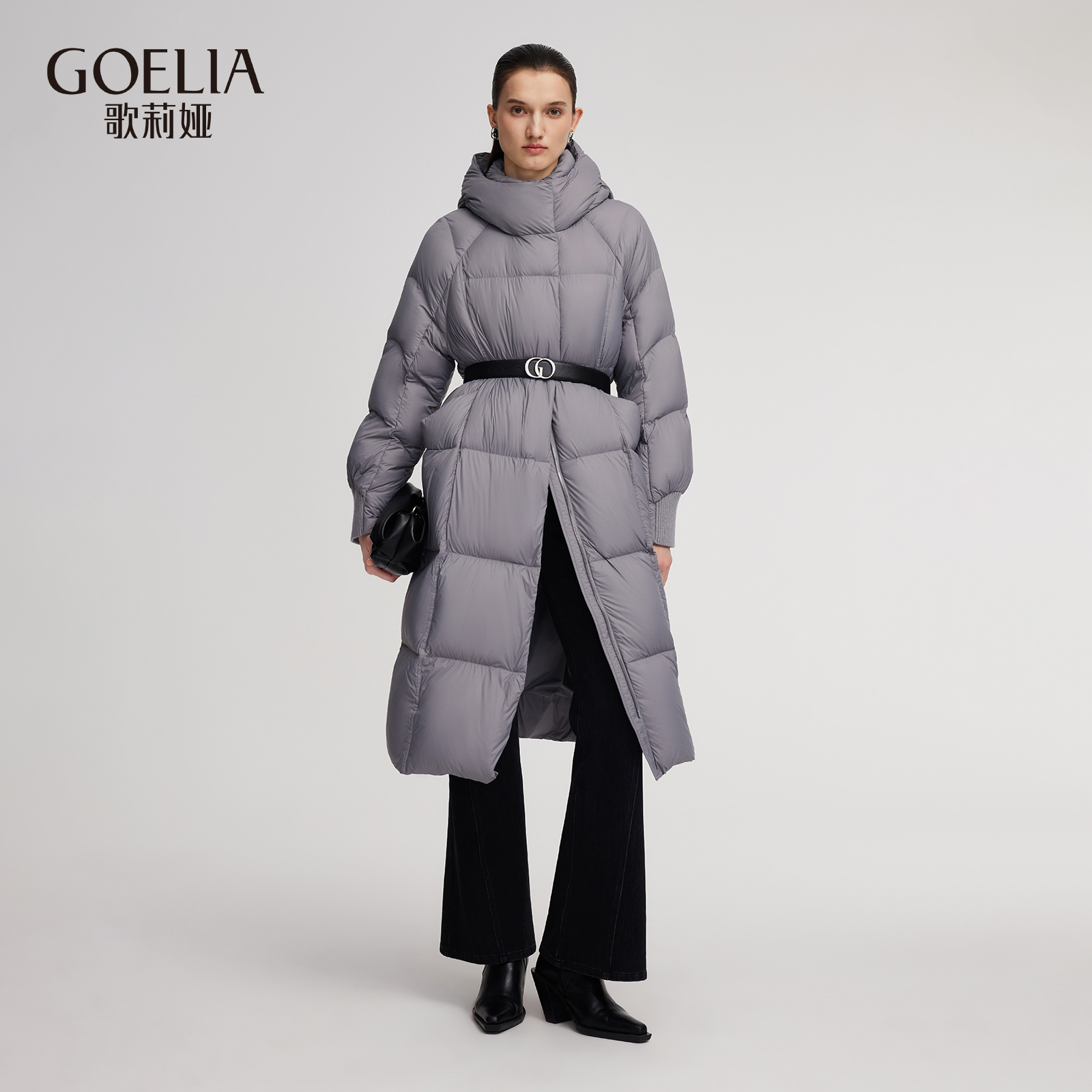 歌莉娅冬季新品连帽超轻羽绒鹅绒服1ENC8D130