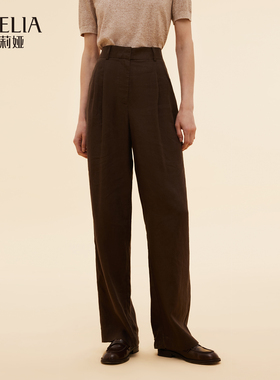歌莉娅秋季新品全亚麻直筒裤1E9L1D220