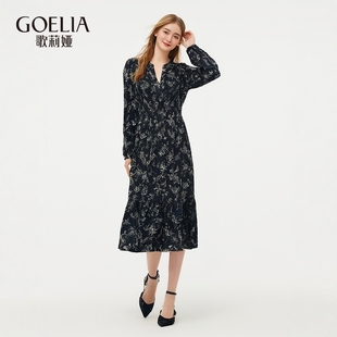 歌莉娅秋季 收腰印花连衣裙1C8G4K0A0 新品