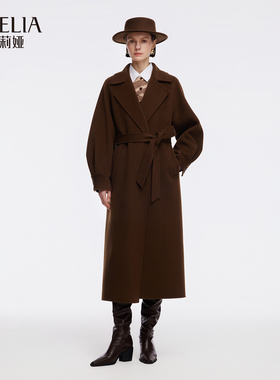 1.30歌莉娅冬季羊毛羊绒时尚廓形感双面呢大衣配腰带1ECC6N1T0