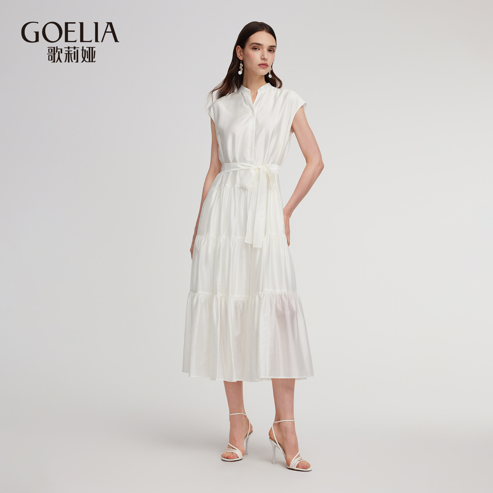 歌莉娅新品宽松天丝连衣裙（配腰带）1ESL4K230