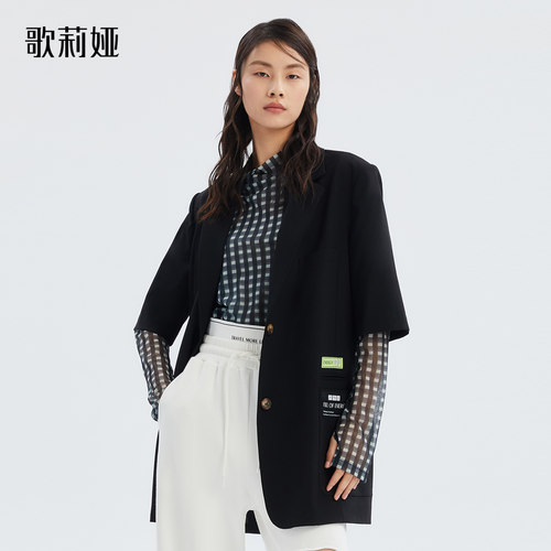 西装短袖丝巾歌莉娅男友风