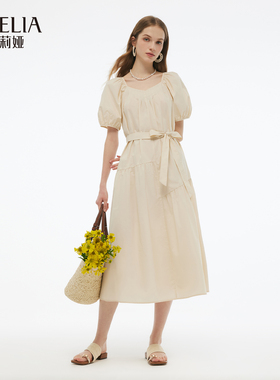 歌莉娅夏季新品棉布连衣裙（配送印花腰带棉布腰带）1E5R4K790