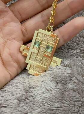 我的世界复活不死图腾钥匙扣挂件金属赛博保命平安福书包迷你挂饰