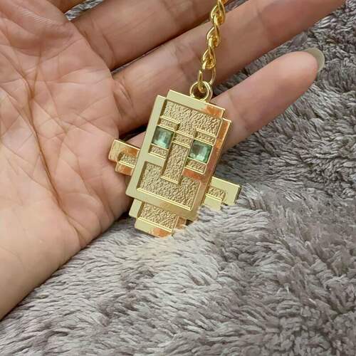 我的世界复活不死图腾钥匙扣挂件金属赛博保命平安福书包迷你挂饰
