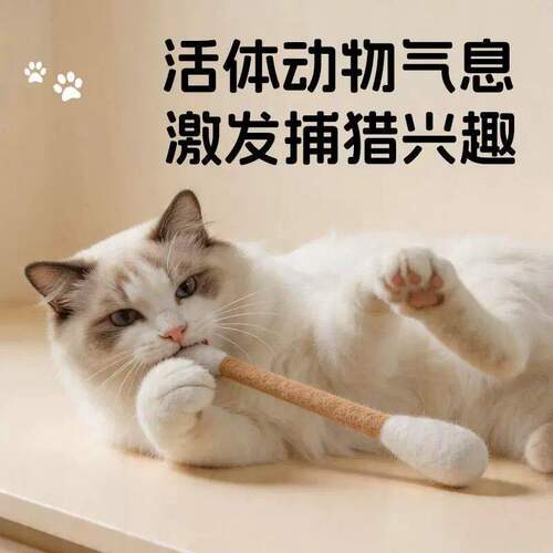 新款猫咪玩具羊毛毡大棉签逗猫棒磨牙自嗨解闷猫薄荷嗅闻宠物玩具