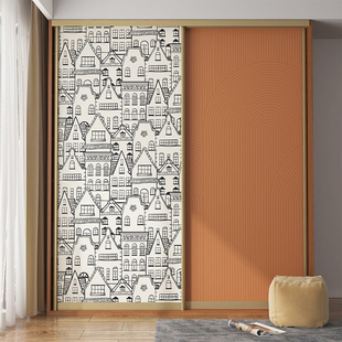 装万家卧室衣柜玻璃拉门翻新改造移门贴纸自粘防潮装饰柜门壁纸