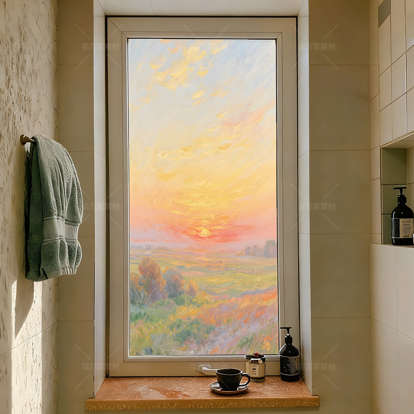 装万家印象派油画艺术玻璃贴纸
