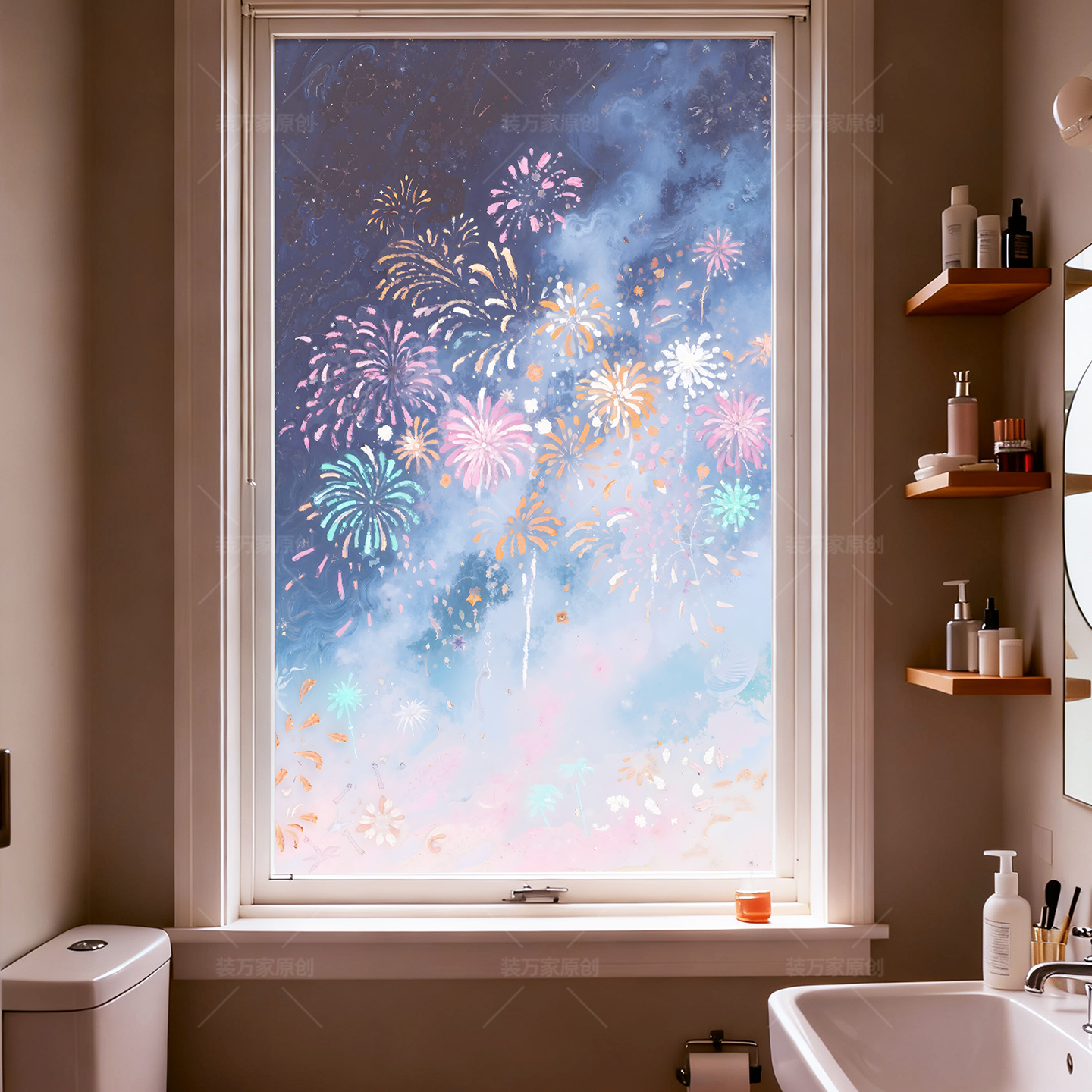 浴室防窥防走光透光不透明油画