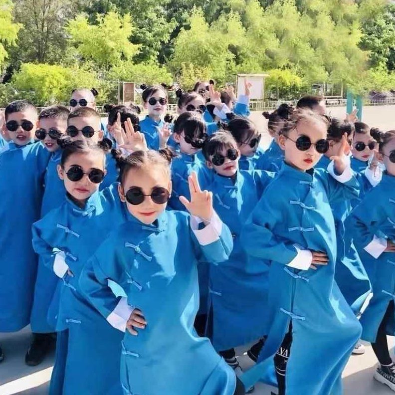 开长衫长儿童幕演出服说马式书声会褂舞蹈服装人入场相运动民国袍