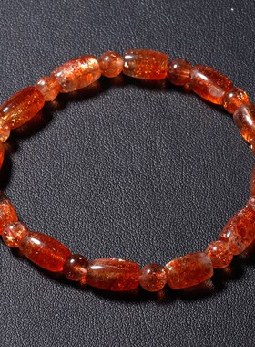 天然金太阳桶珠白水体坦s桑尼亚共生体阿鲁沙手链金草莓晶金砂礼