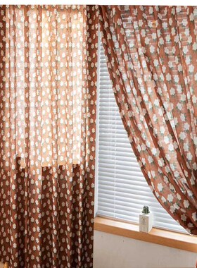 田园美式复e古公主儿童橙色的小碎花客厅房间半遮光定制落地窗帘