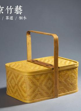 工店商场家竹清编PA洁篮酒长方作收纳篮 手54v4v7Jn提小竹篮子工