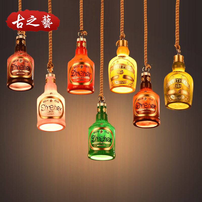 美式创意复古酒吧吧台树脂酒瓶单头吊灯网咖咖啡厅餐厅艺术个性灯,家装灯饰光源,床头/玄关/吧台/过道吊灯,淘宝优惠券,粉丝福利购,淘宝优惠卷
