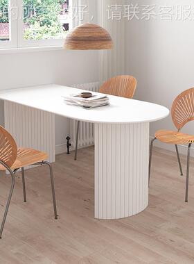 北欧现代小简约轻奢实木餐桌户型用红网岛台椭43646家圆形桌子岩