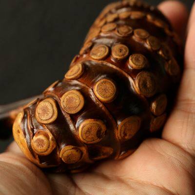 精品纯手工制作天然满钉老竹根烟斗竹雕竹制烟袋锅竹烟具