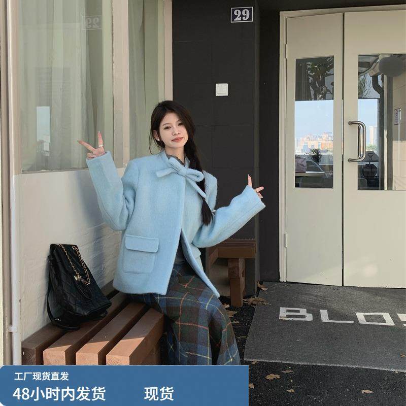 2024秋季新款高级感呢子羊毛大衣蝴蝶结夹棉毛呢外套,运动/瑜伽/健身/球迷用品,广场舞套装,淘宝优惠券,粉丝福利购,淘宝优惠卷