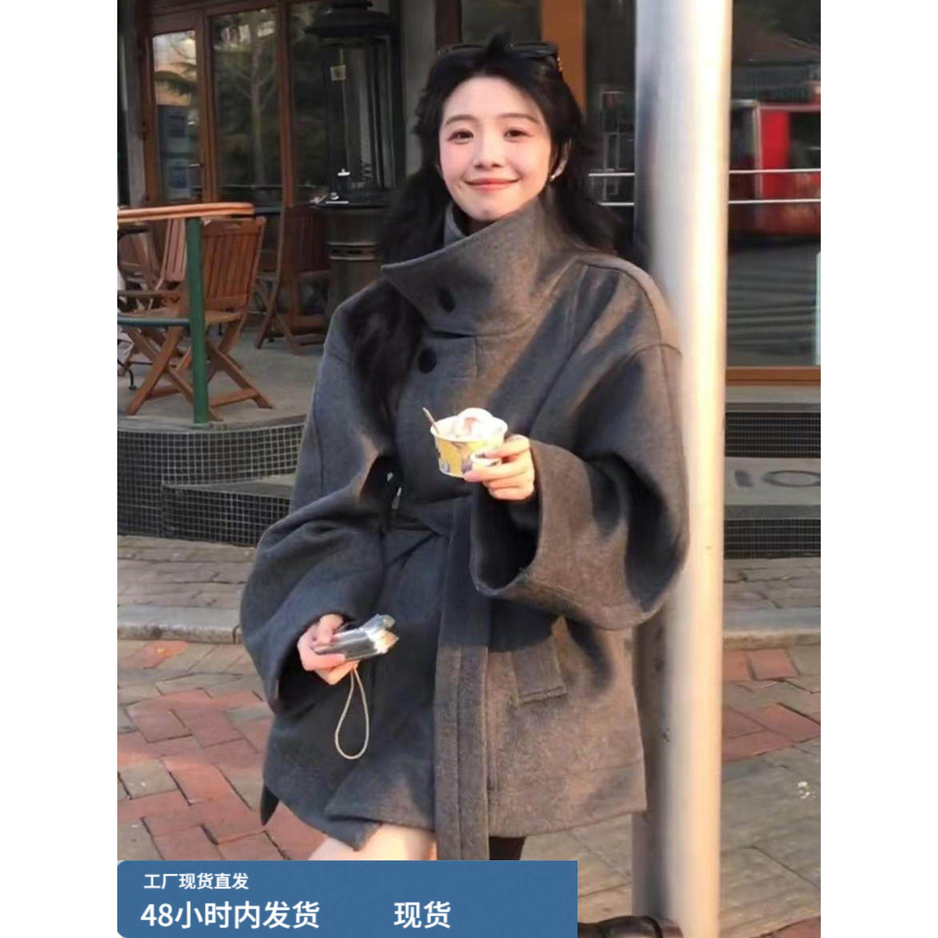 深冬独特超好看短款灰色毛呢子大衣女2025新款秋冬季高级感厚外套,运动/瑜伽/健身/球迷用品,广场舞套装,淘宝优惠券,粉丝福利购,淘宝优惠卷