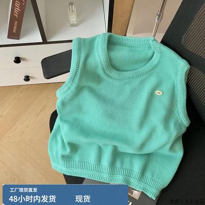 HAVE U圆领针织马甲女韩版2025百搭叠穿宽松ins坎肩无袖背心上衣