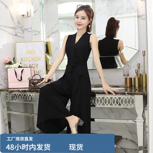 垂感九分阔腿裤女连体套装2026夏季新款连身裤显瘦雪防连衣裙裤子