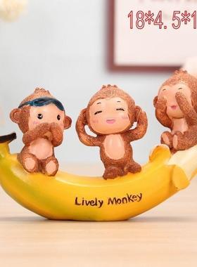 创意猴子水果娃娃摆件客厅酒柜电视柜卧室儿童房桌面家居装饰品