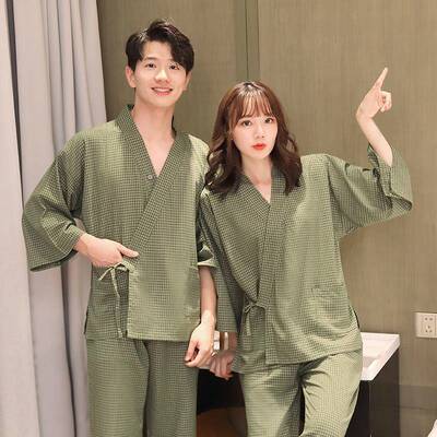 衣男款纯HWN女汗蒸睡服情侣款桑拿服长袖长裤浴衣洗浴棉和服日式
