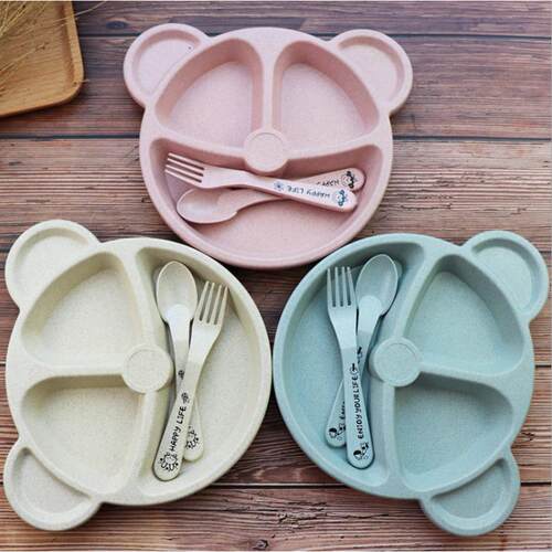 Wheat Sectioned Bear Children's Dinnerware Set, Creative Hom