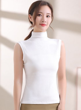 白色假领子百搭女假领半高领无袖针织衫背心秋冬外穿上衣打底内搭