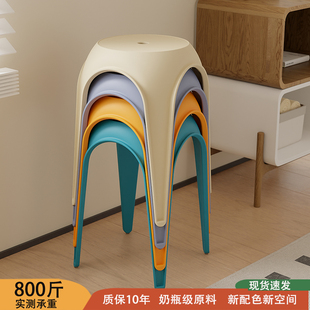 现代简约塑料凳子可叠放家用特加厚高凳I商用圆凳胶登吃饭饭厅备