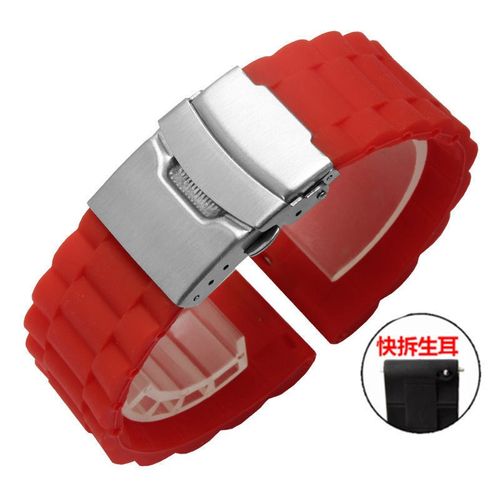 户外防水防汗运动硅胶表带男女通用款平口橡胶16 18 20 22 2324MM