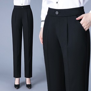 2021新款西装裤m春秋冬装妈妈裤子直筒中老年女裤休闲加绒加厚长
