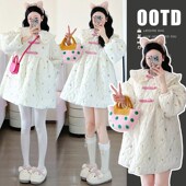 洋派百搭设计感韩版 2024新款 时尚 宽松外穿中长版 棉服女 秋冬孕妇装