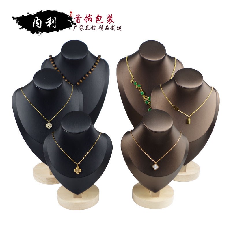 实木饰品项链展示架吊坠颈模首饰架人台模特脖子挂珠宝项链架架子