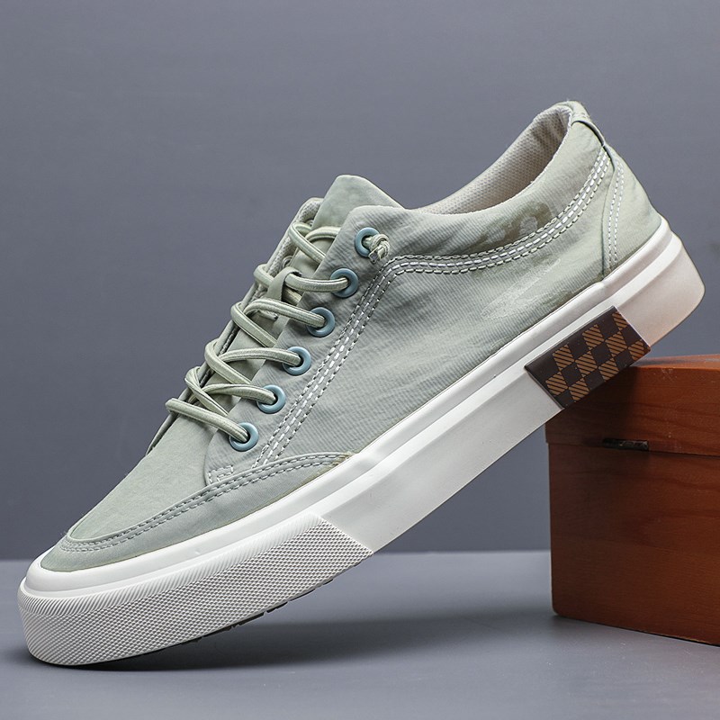 春夏季帆布鞋男低帮潮流百搭男士休闲 鞋子懒人一脚蹬软底透