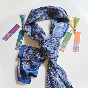 广西壮族民族文创礼品饰品 壮锦纹路围巾 商务礼物记念品丝巾方巾