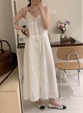 初恋少女重工白色k吊带连衣裙小众设计质感高级显瘦春款蕾丝温柔