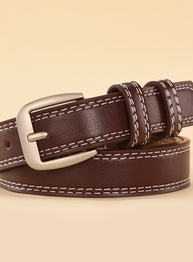 黑色皮带女款真皮配牛仔裤连衣裙腰带女高级感2024新款时尚百搭潮