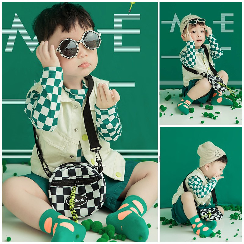 儿童摄影服装男女宝宝百天照2y-3周岁宝宝拍照衣服小潮童主题套装