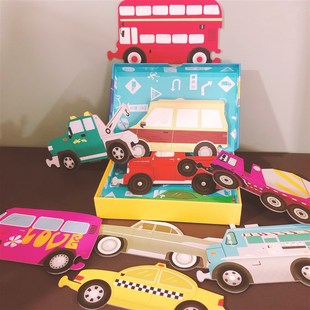 2-4岁宝宝玩的可爱汽车交通工具拼图消防车赛车工程车轮船校车