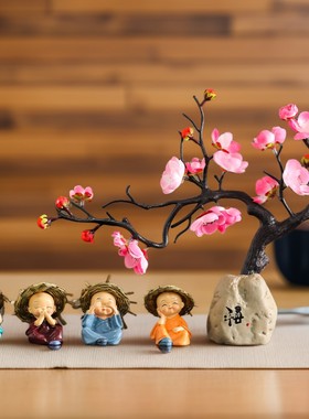 禅意和尚摆件中式古典客厅家x居装饰工艺品书房玄关办公室装饰摆