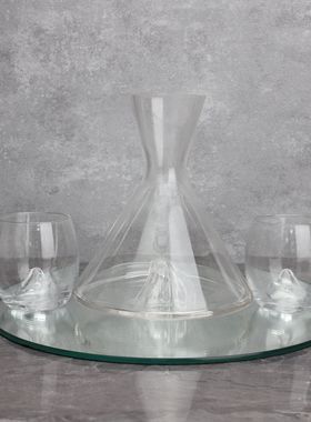 新中式创意玻璃透明冰山壶套装摆件样板房售O楼部卧室书房客厅饰