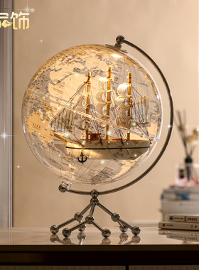 夜光灯地球仪桌j面摆件家居客厅儿童房创意装饰品乔迁开业生日礼