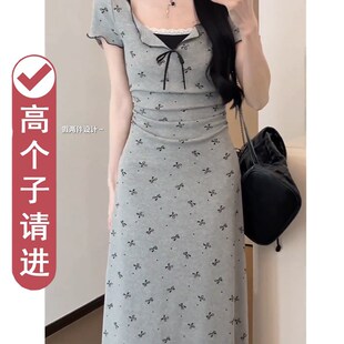 女生j到脚踝微胖mm遮肚藏肉t恤连衣裙掐腰超长裙子夏 高个子加长版
