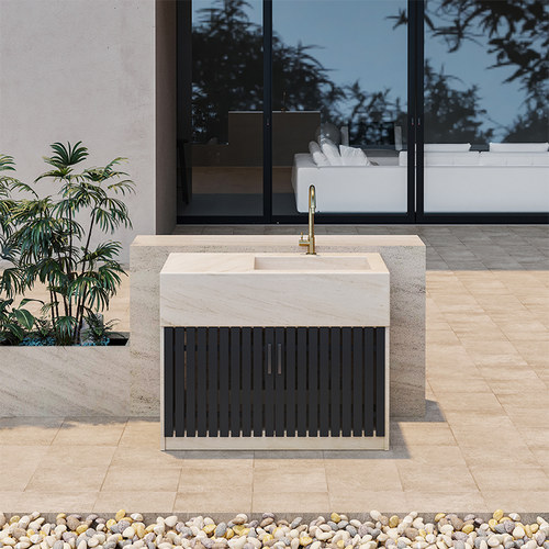 平台款大理石洗衣池阳台家用庭院洗衣台水槽带搓板户外水池台盆