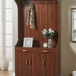 进门鞋柜带挂衣架门厅简约现代衣帽柜门口超溥鞋柜V加衣架一体组