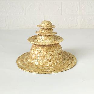 迷你草帽酒杯 装饰玩具娃娃公仔材料幼儿园DIY涂鸦画画麦杆编织定