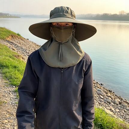 大帽檐轻薄遮阳帽男士防晒帽户外专用钓鱼帽夏薄款遮脸太阳帽子