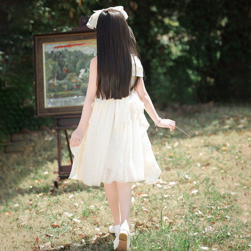 女童礼服裙2026夏季新款中大童无袖公主裙挂脖连衣裙礼服表演服裙