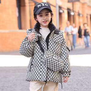保姆鹅女童羽绒服儿童2024新款加厚保暖中大童白鸭绒中长款亲子冬